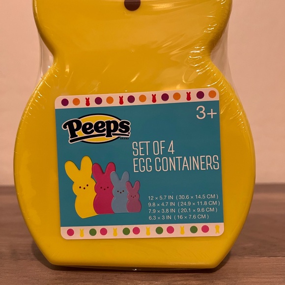 PEEPS Easter Bunny Egg Storage Containers Yellow Set of 4 - Picture 8 of 8